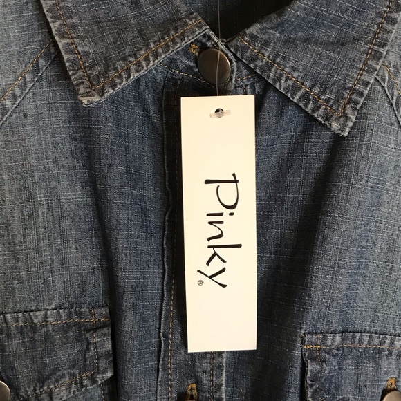 NWT Pinky XL Denim Long Sleeve Button Down Shirt - Picture 12 of 13